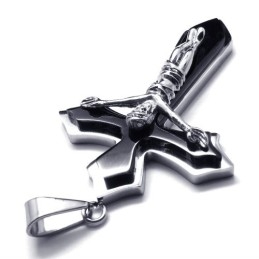 Tweelaags Kruis Titanium Hanger (Zilver)