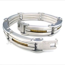 Heren Titanium Gouden Kabelarmband