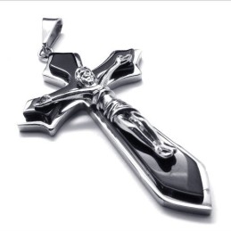 Tweelaags Kruis Titanium Hanger (Zilver)
