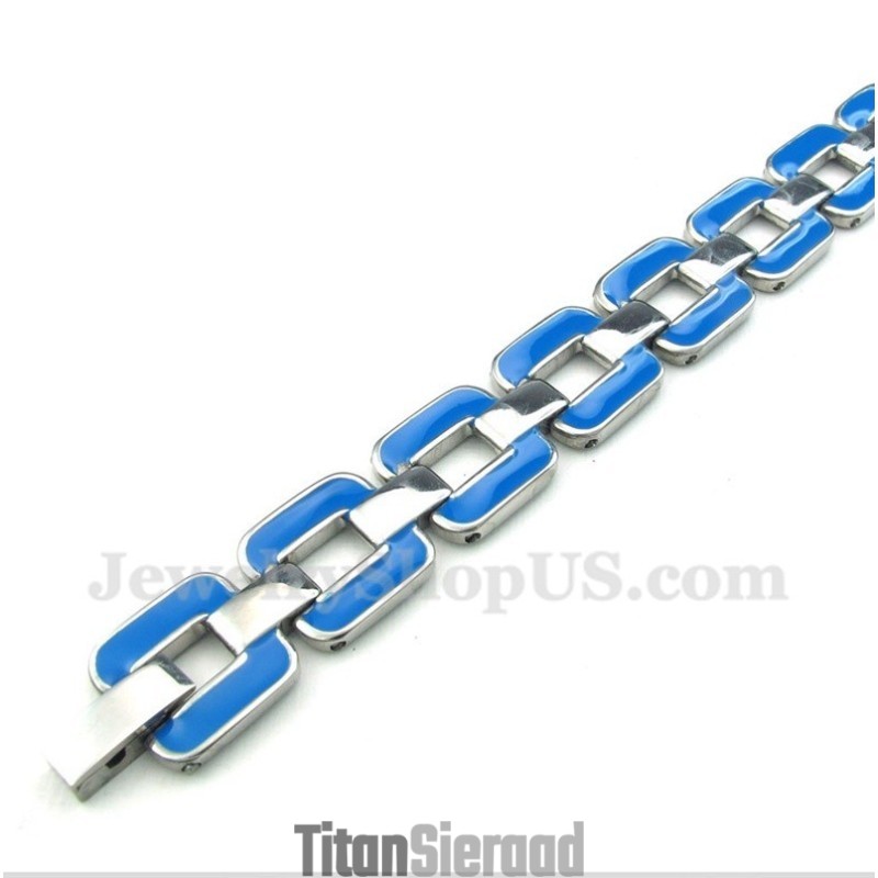 Heren Titanium Blauwe Armband