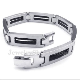 Heren Titanium Zwarte Kabelarmband