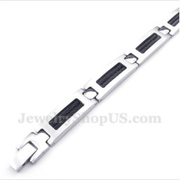Heren Titanium Zwarte Kabelarmband
