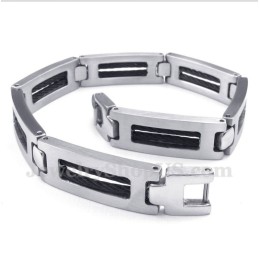 Heren Titanium Zwarte Kabelarmband
