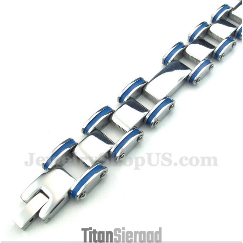 Heren Titanium Blauwe Rubberen Armband