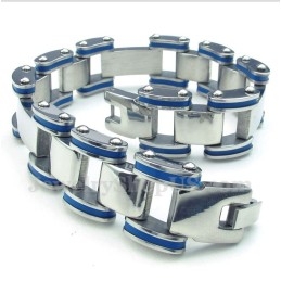 Heren Titanium Blauwe Rubberen Armband