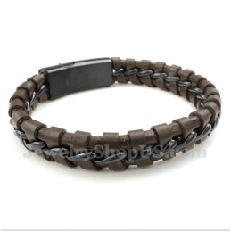 Heren Titanium Leren Armband