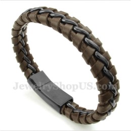 Heren Titanium Leren Armband