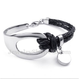 Heren Titanium Leren Armband