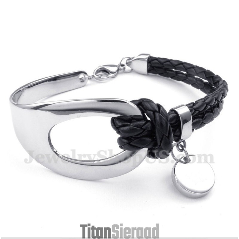 Heren Titanium Leren Armband Heren Titanium Leren Armband