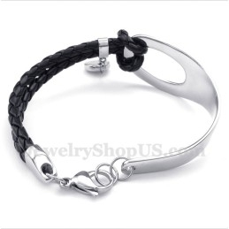 Heren Titanium Leren Armband