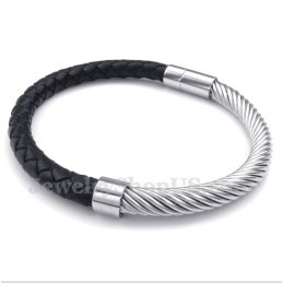 Heren Titanium Leren Armband