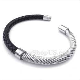 Heren Titanium Leren Armband