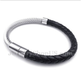 Heren Titanium Leren Armband