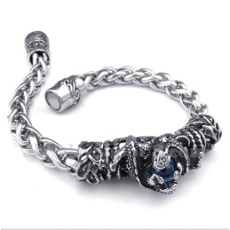 Heren Titanium Gegoten Blauwe Diamant Armband