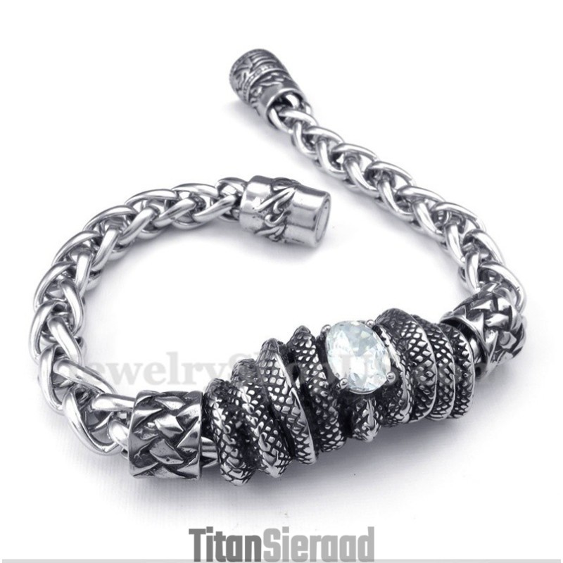 Heren Titanium Gegoten Witte Diamanten Armband Heren Titanium Gegoten Witte Diamanten Armband