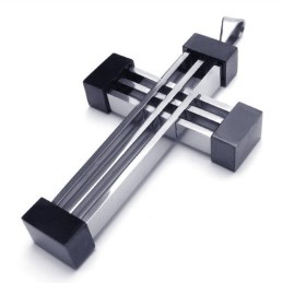 Nieuwe Stijl Geweven Kruis Titanium Hanger (Zwart)