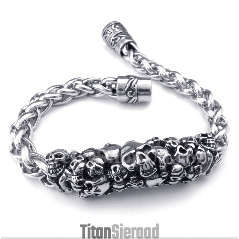 Heren Titanium Gegoten Schedelarmband Heren Titanium Gegoten Schedelarmband