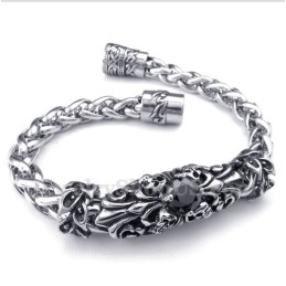 Heren Titanium Gegoten Zwarte Diamanten Armband