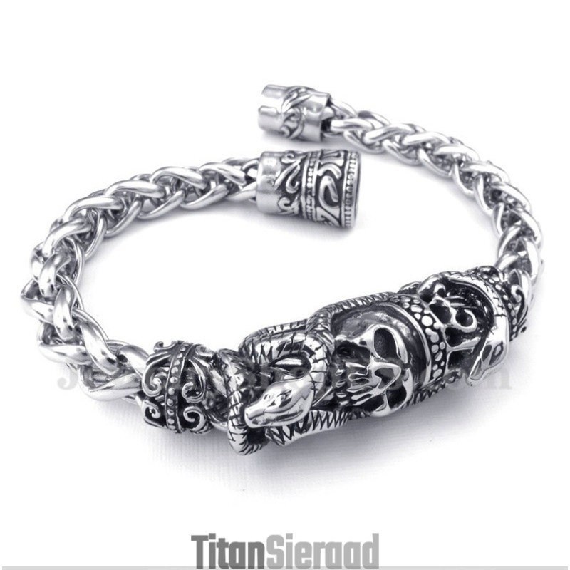 Heren Titanium Gegoten Schedelarmband Heren Titanium Gegoten Schedelarmband