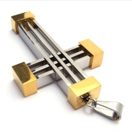 Nieuwe Stijl Geweven Kruis Titanium Hanger (Gloden)