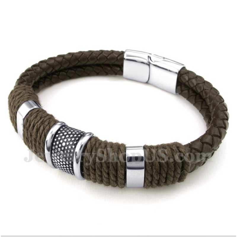 Heren Titanium Leren Armband Heren Titanium Leren Armband