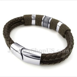Heren Titanium Leren Armband