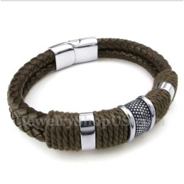 Heren Titanium Leren Armband