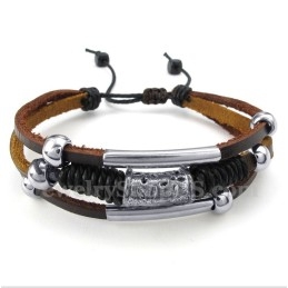 Heren Titanium Leren Armband