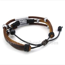 Heren Titanium Leren Armband