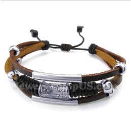 Heren Titanium Leren Armband