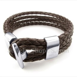 Heren Titanium Leren Armband