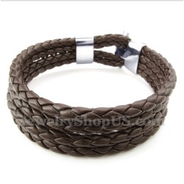 Heren Titanium Leren Armband