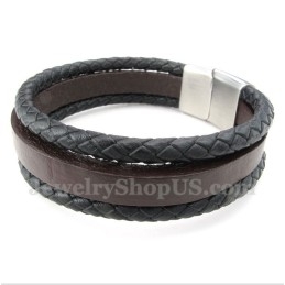 Heren Titanium Leren Armband
