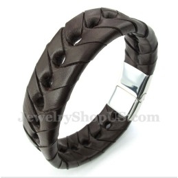 Heren Titanium Leren Armband