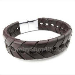 Heren Titanium Leren Armband