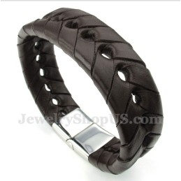 Heren Titanium Leren Armband