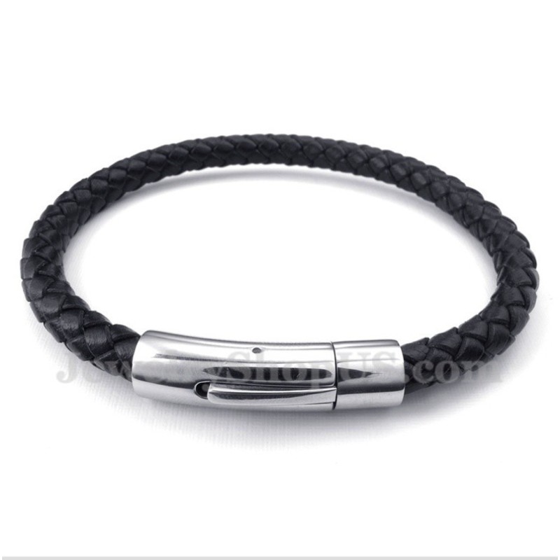 Heren Titanium Leren Armband Heren Titanium Leren Armband