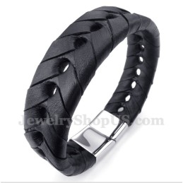 Heren Titanium Leren Armband