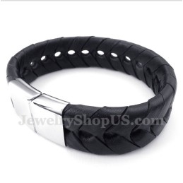 Heren Titanium Leren Armband