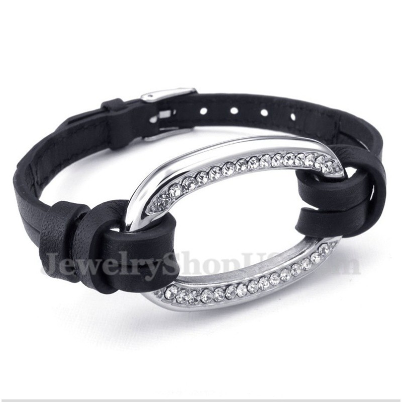 Heren Titanium Leren Armband Heren Titanium Leren Armband