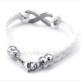 Heren Titanium Infinity Symbool Leren Armband