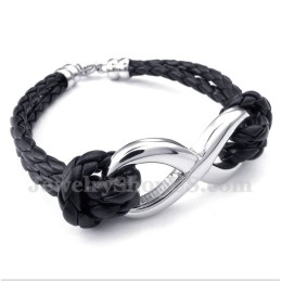 Heren Titanium Infinity Symbool Leren Armband