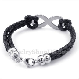 Heren Titanium Infinity Symbool Leren Armband