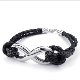 Heren Titanium Infinity Symbool Leren Armband