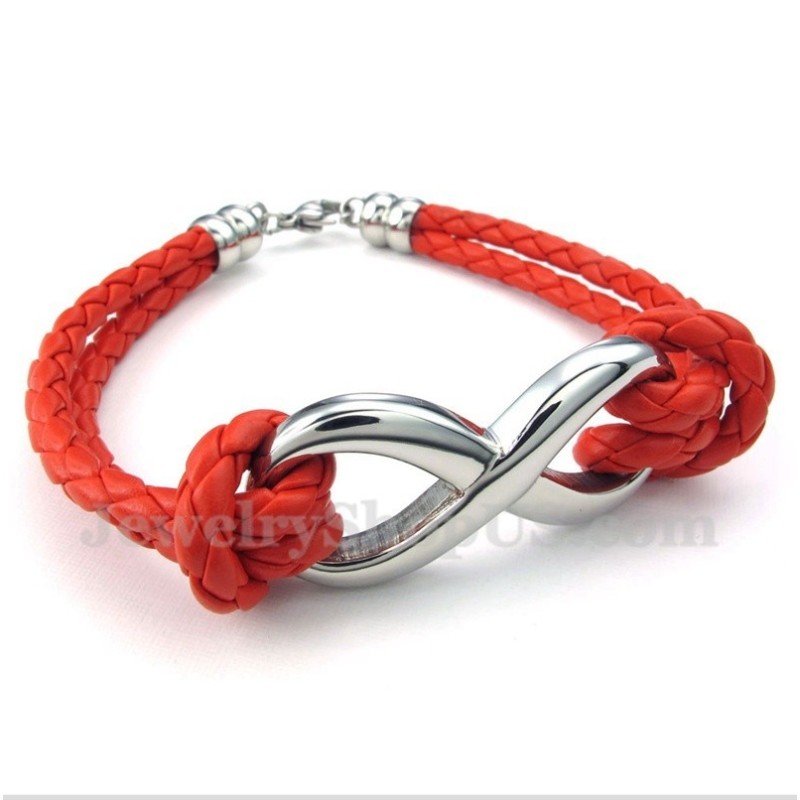 Heren Titanium Infinity Symbool Leren Armband