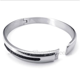 Heren Titanium Zwarte Kabel Diamant Armband