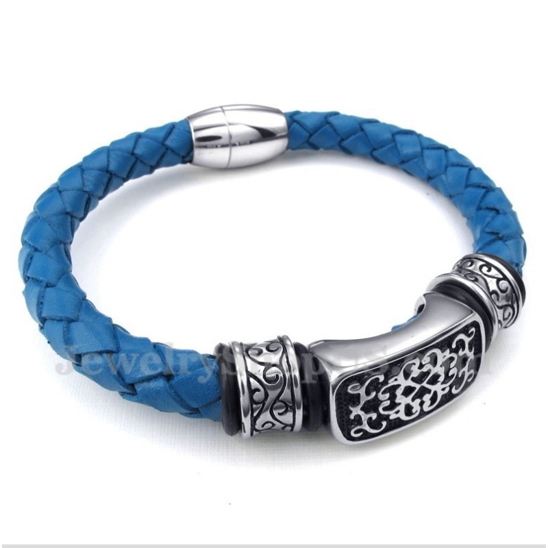 Heren Titanium Leren Armband