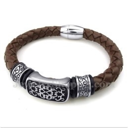 Heren Titanium Leren Armband