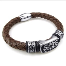 Heren Titanium Leren Armband