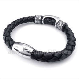 Heren Titanium Leren Armband